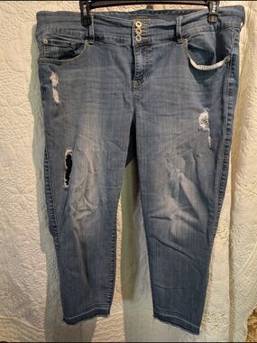Women’s Distressed Mid-Blue Skinny Jeans